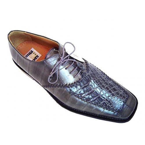 David Eden  "Mansfield" Grey Genuine Crocodile/Eel Shoes